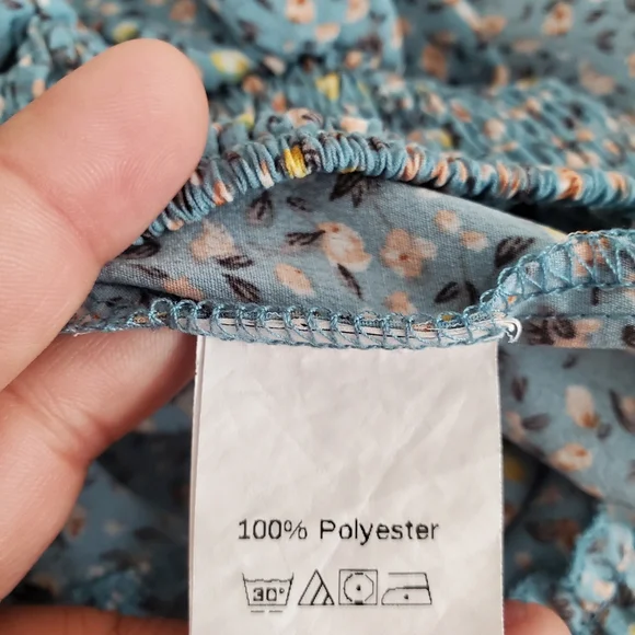 SHEIN Blue Floral Ruffle Babydoll Cropped Tank Top - Picture 6 of 7